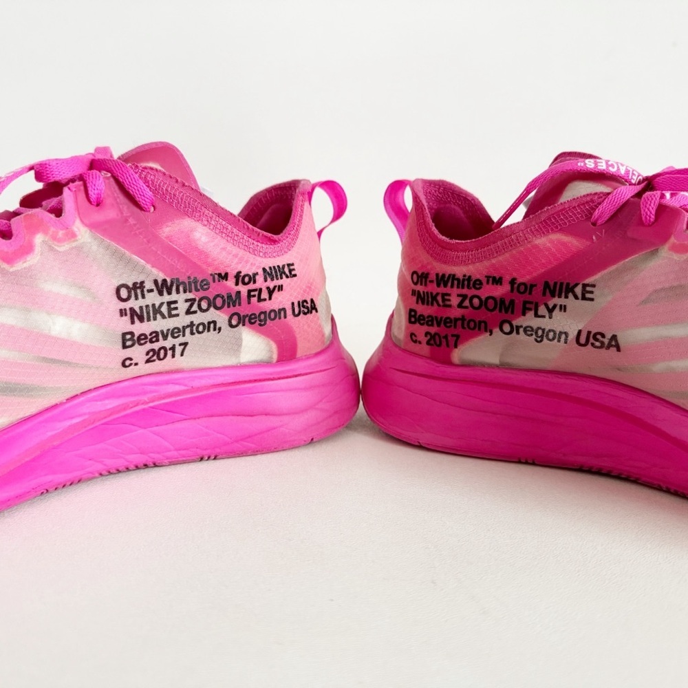 Nike x Off-White Zoom Fly Sneaker Pink US 9.5 AJ4588-600 Streetwear Collector - Picture 11 of 13